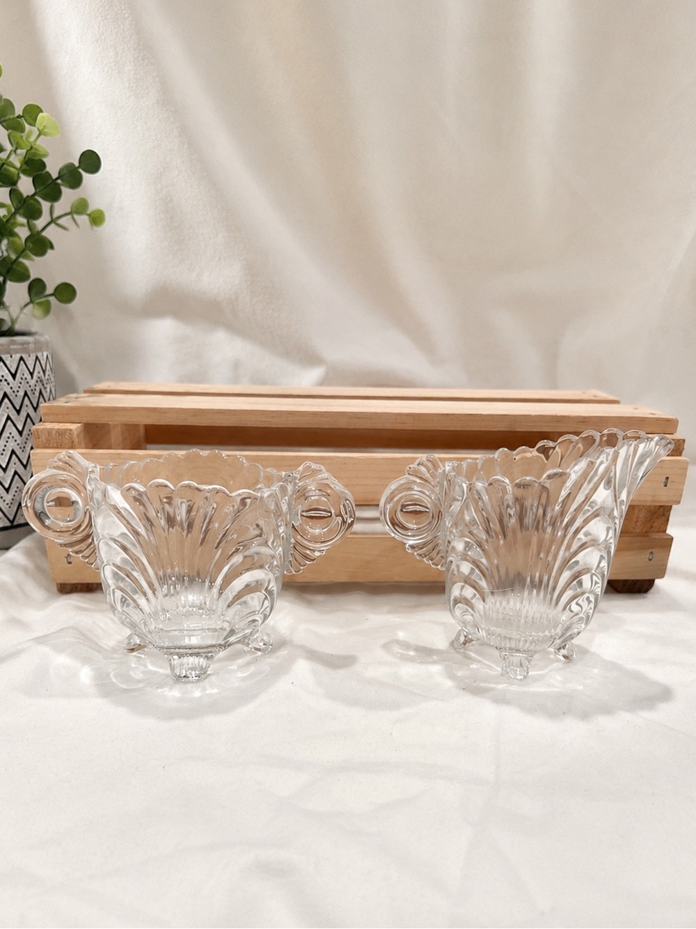 💥3/$50 Cambridge Glass Co. Caprice Pattern Shell Shape Creamer & Open Sugar Set